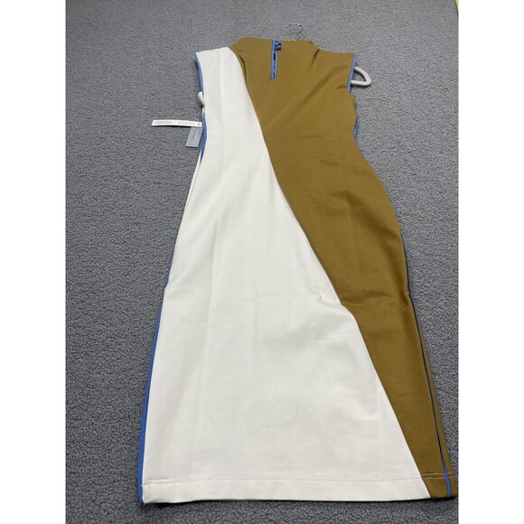 Anthropologie Maeve Midi Dress Muscle Ivory Colorblock Preppy Stretch Sz MP NWT - Picture 4 of 10